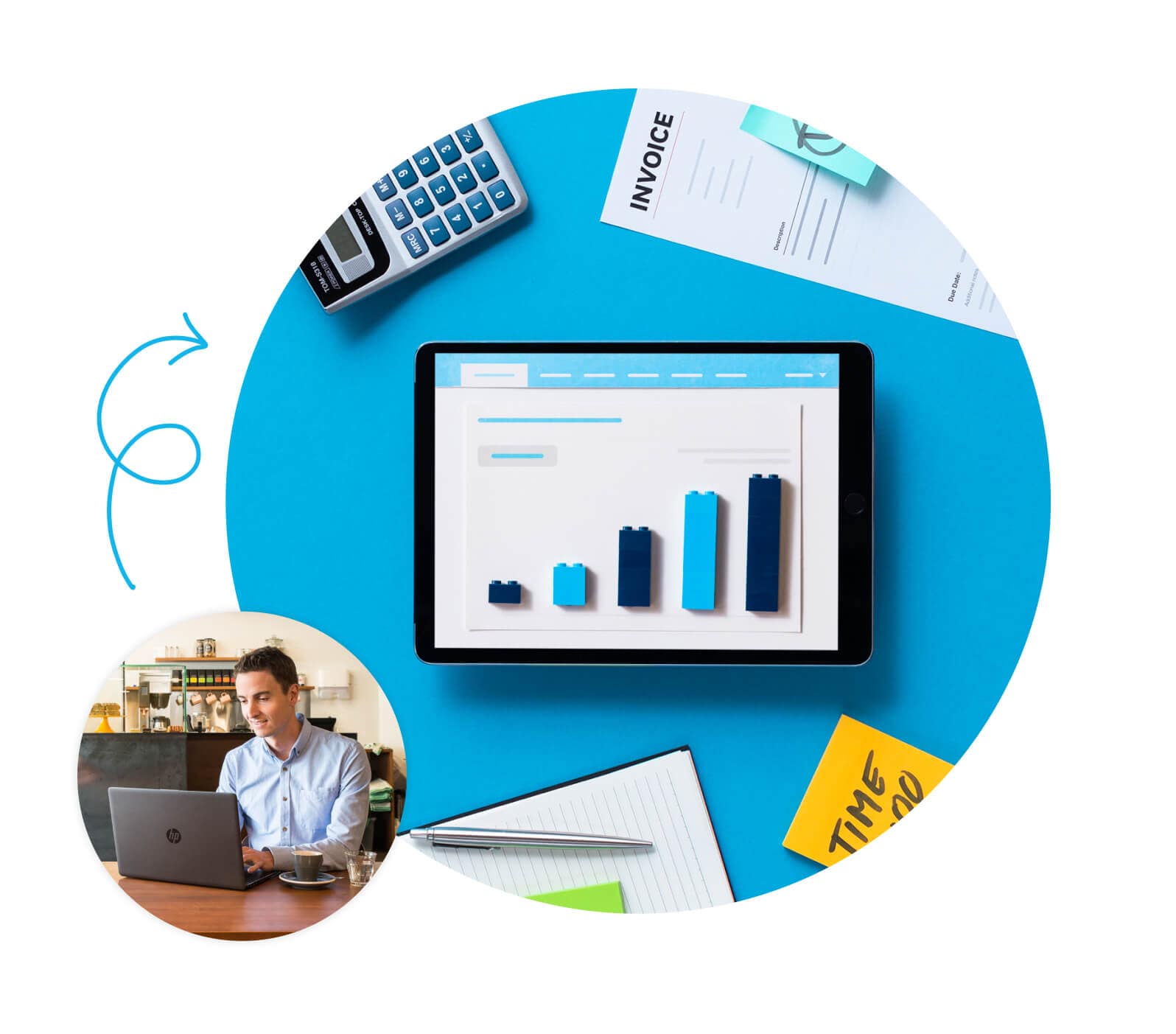 A man uses Xero bookkeeping software for his small business on his laptop.