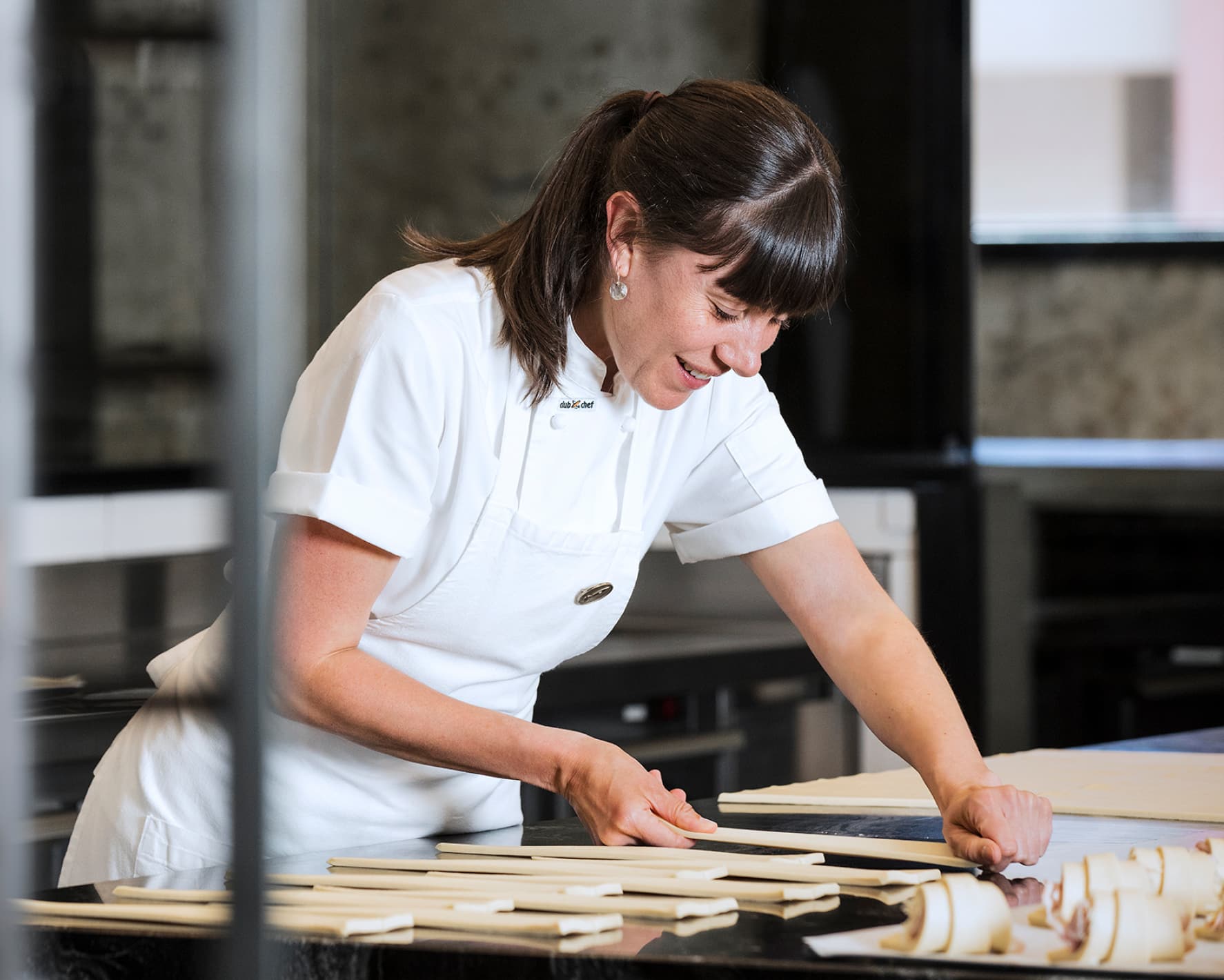 Kate Reid prepares dough.