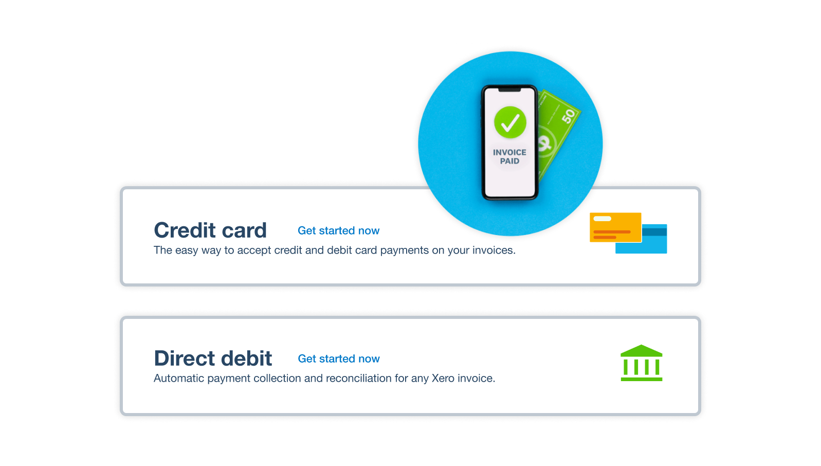 A customer has plenty of payment options through Xero’s invoice app.